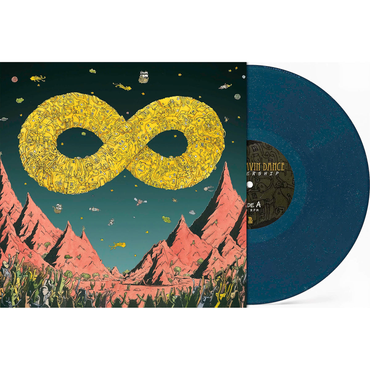 Dance Gavin Dance Mothership packshot with limited 10th Anniversary Sea Blue Glitter vinyl LP at ToucanRecords.com