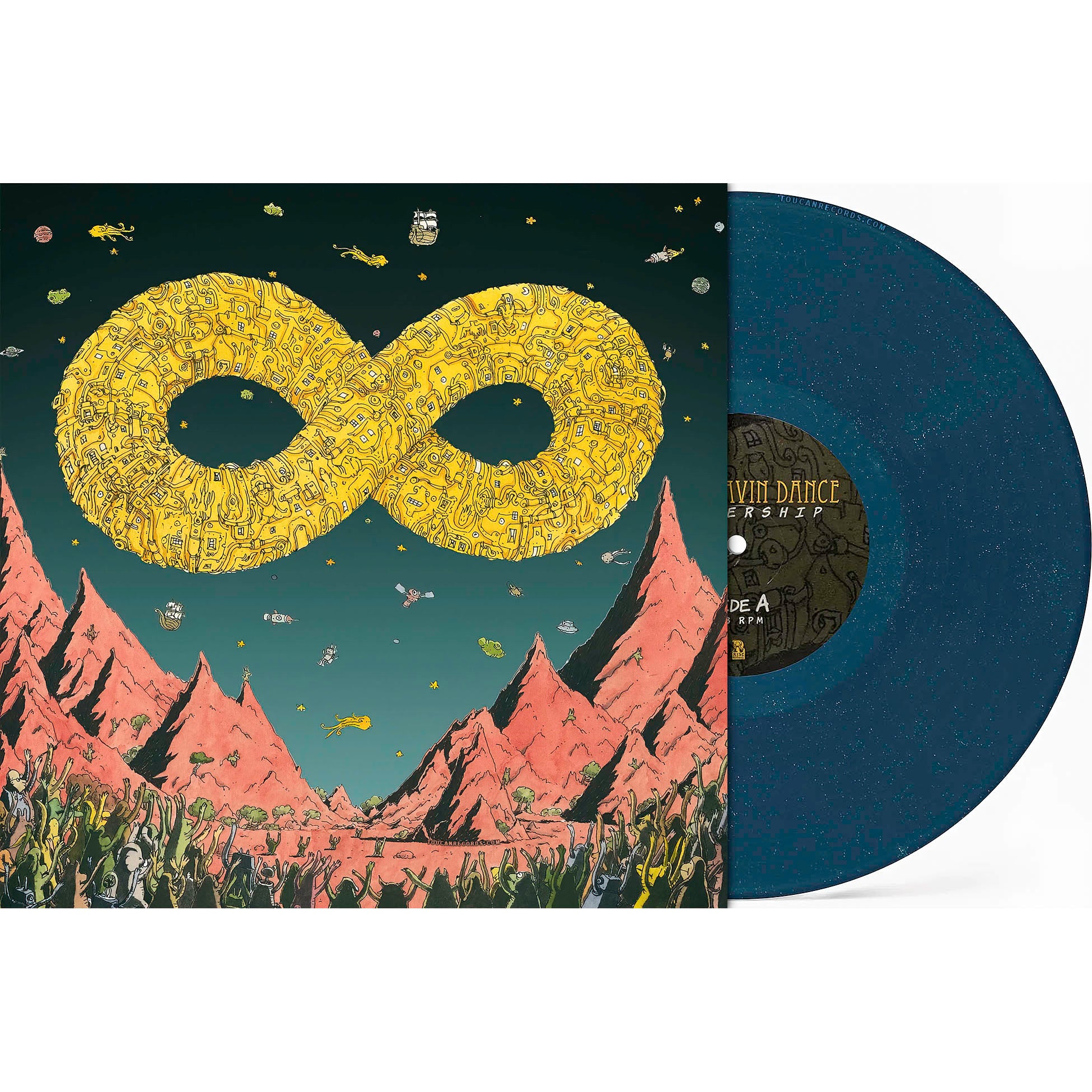 Dance Gavin Dance Mothership packshot with limited 10th Anniversary Sea Blue Glitter vinyl LP at ToucanRecords.com