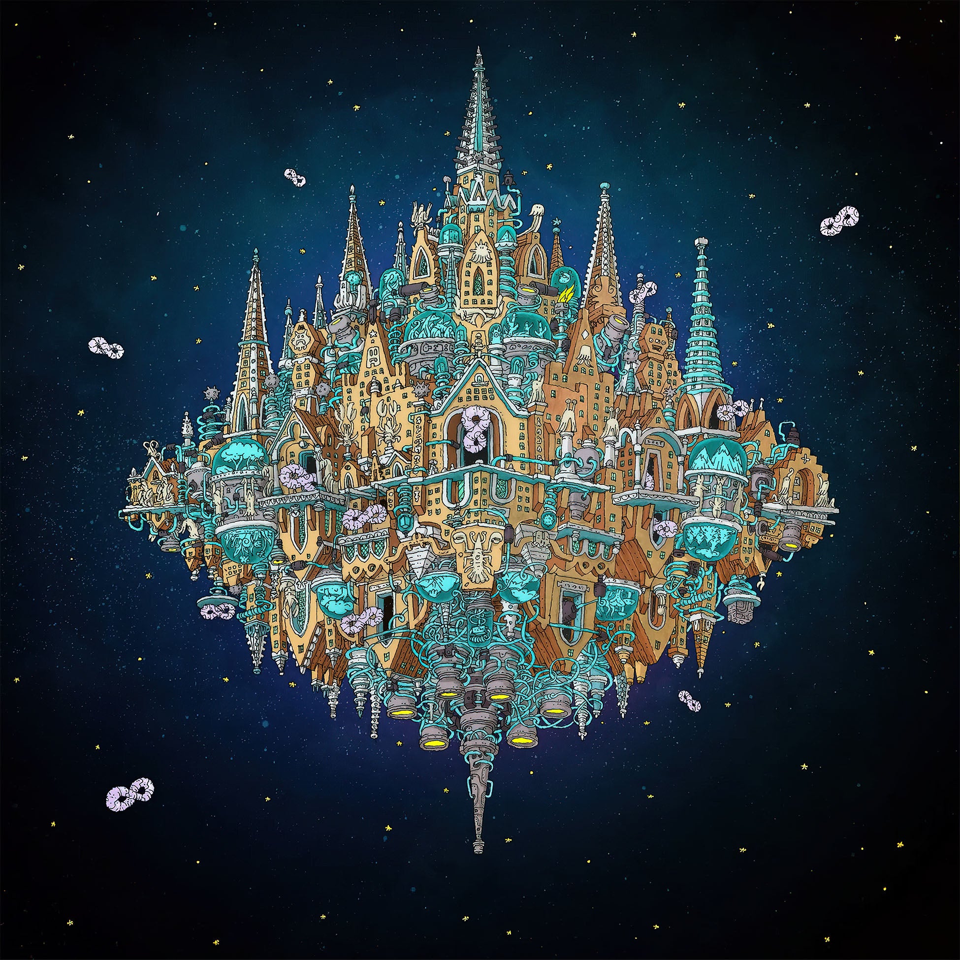 Dance Gavin Dance - Pantheon album cover, cobalt blue ruby red white splatter 2-LP, indie exclusive gatefold at ToucanRecords.com