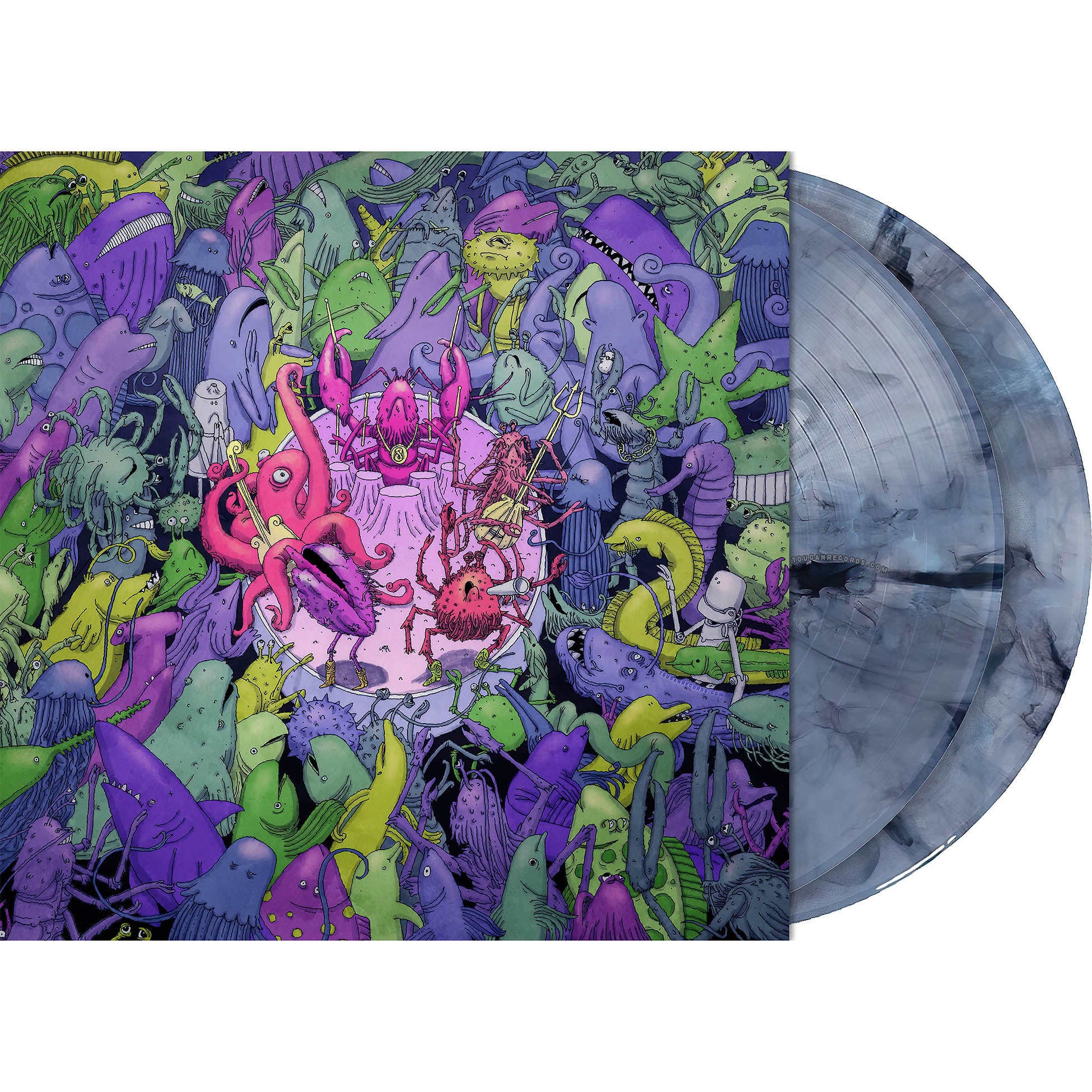 Dance Gavin Dance Tree City Sessions 3 2LP vinyl packshot fis available at ToucanRecords.com. Velaris color vinyl -- Gray and Black Marbled.