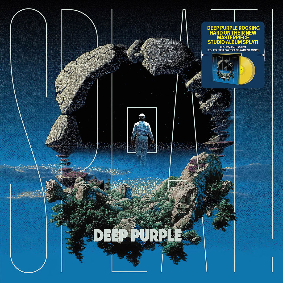 Deep Purple SPLAT! album cover art for the indie exclusive limited edition yellow 2LP vinyl LP with 45 RPM playback