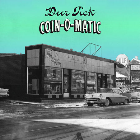 Deer Tick Coin-O-Matic album cover art for the Indie Rock, Alt-Country, Americana, and Folk Rock vinyl LP edition. Frosted Coke Bottle Green Colored Vinyl.