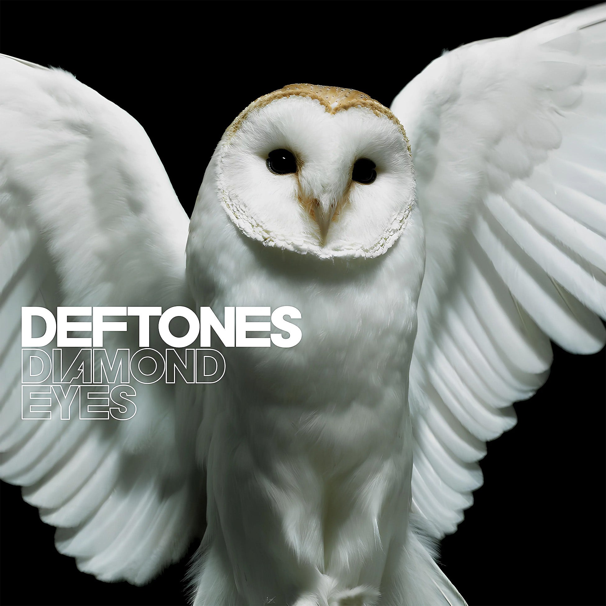 Deftones - Diamond Eyes vinyl packshot, black LP with printed insert, atmospheric alternative-metal.