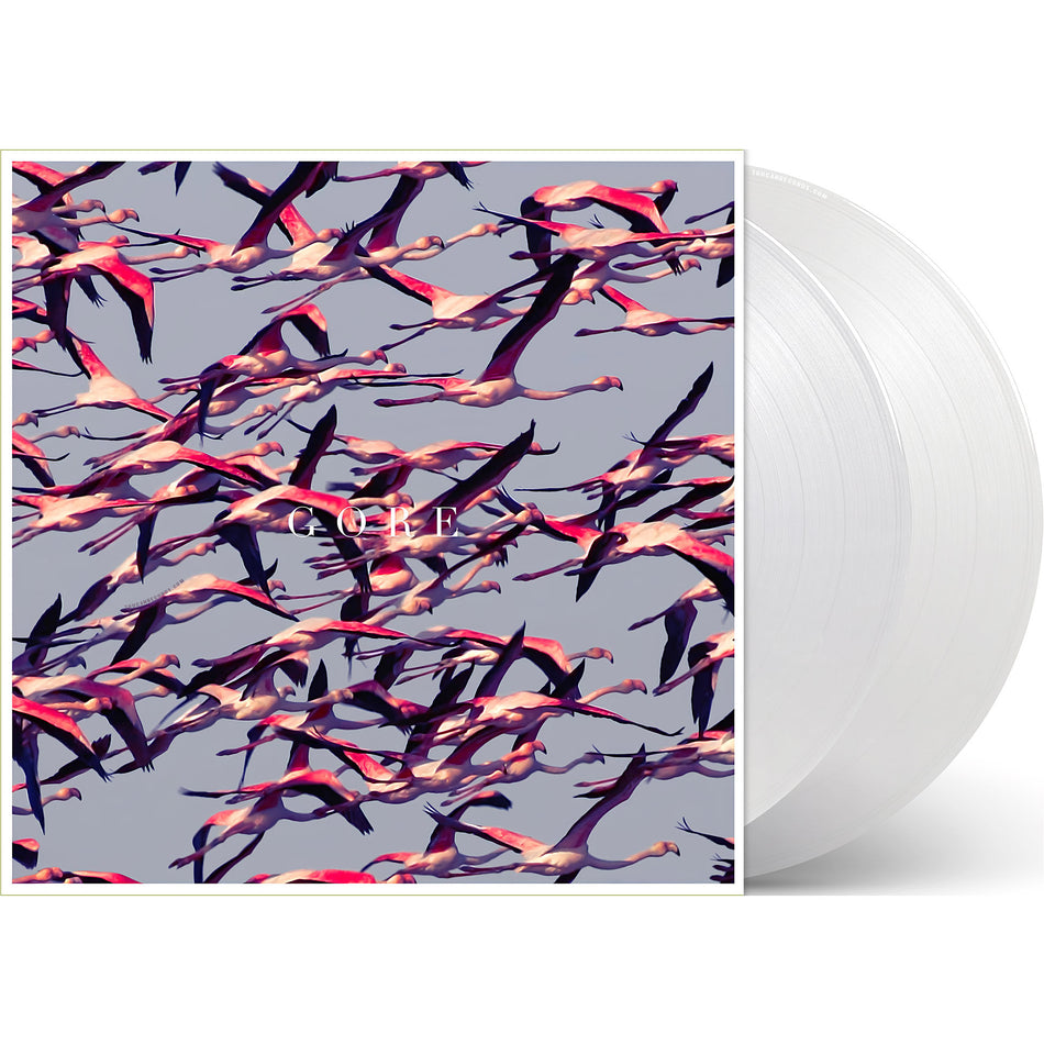 Deftones - Gore packshot, white vinyl 2LP gatefold with insert, alternative metal from ToucanRecords.com. Flamingo, birds.