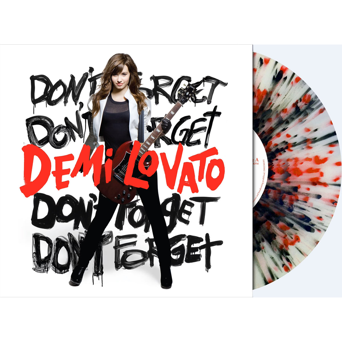 Demi Lovato Don't Forget packshot, clear with red and black splatter pressing, 2008 pop rock