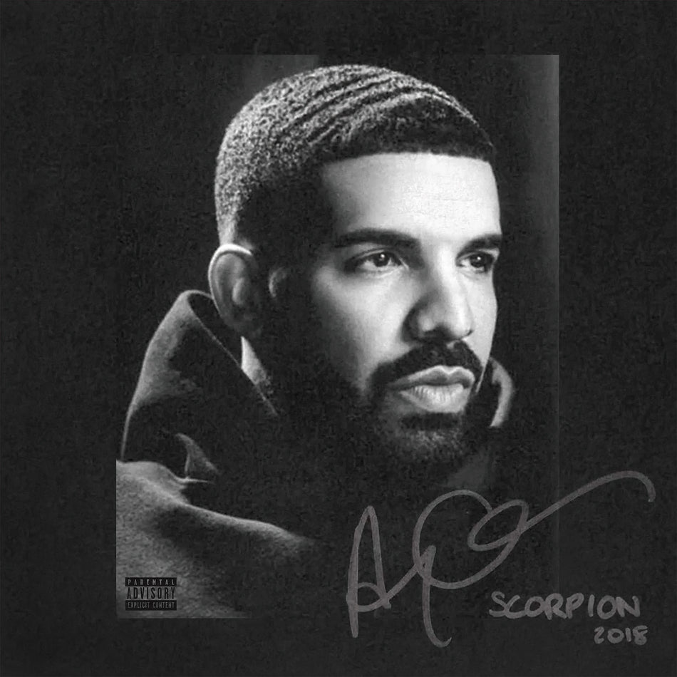 Drake - Scorpion album cover, black vinyl double LP with gatefold jacket, hip-hop release