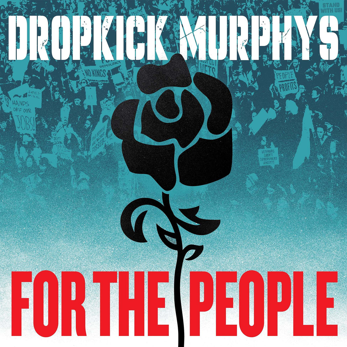 Dropkick Murphys For The People album cover, black vinyl 2LP gatefold with Shepard Fairey artwork, etched Side D at ToucanRecords.com