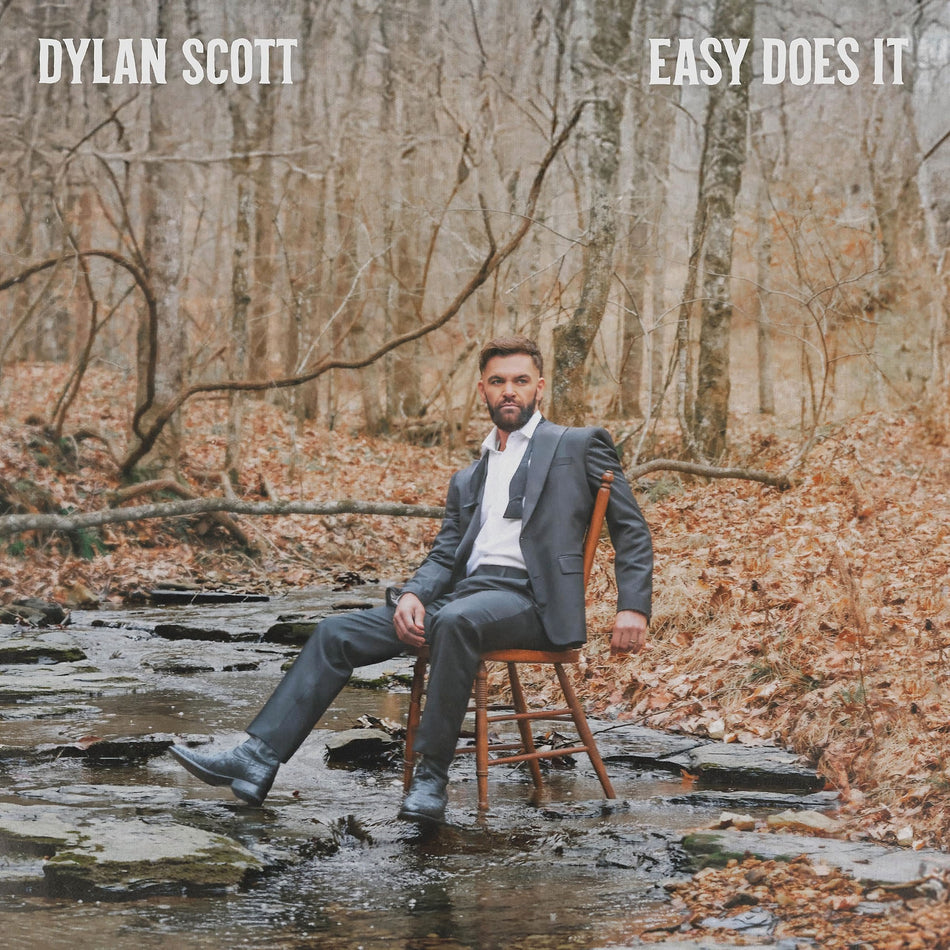 Dylan Scott - Easy Does It album cover, contemporary country pop on a black vinyl LP