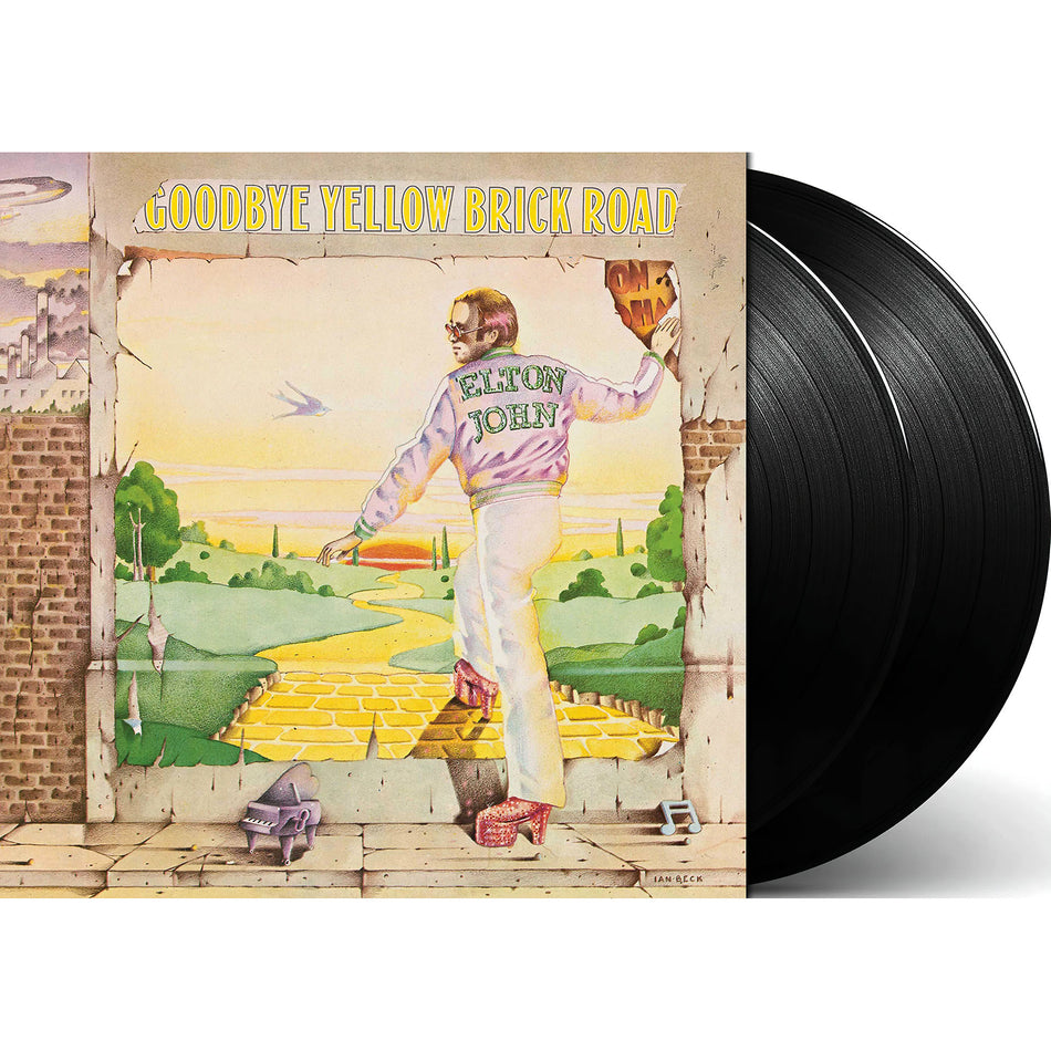 Elton John - Goodbye Yellow Brick Road packshot, black vinyl pressing, classic rock era – found at ToucanRecords.com