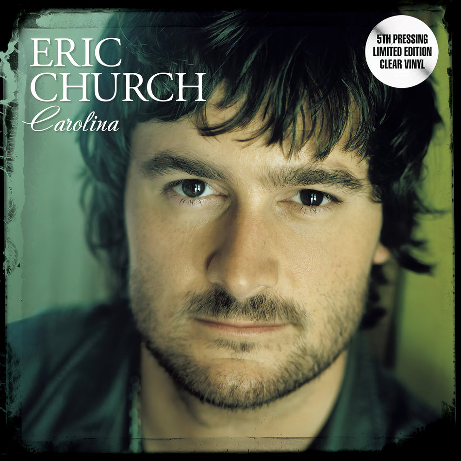 Eric Church – Carolina album cover on limited edition 180g clear vinyl, sold exclusively at ToucanRecords.com. Country music vinyl LP.