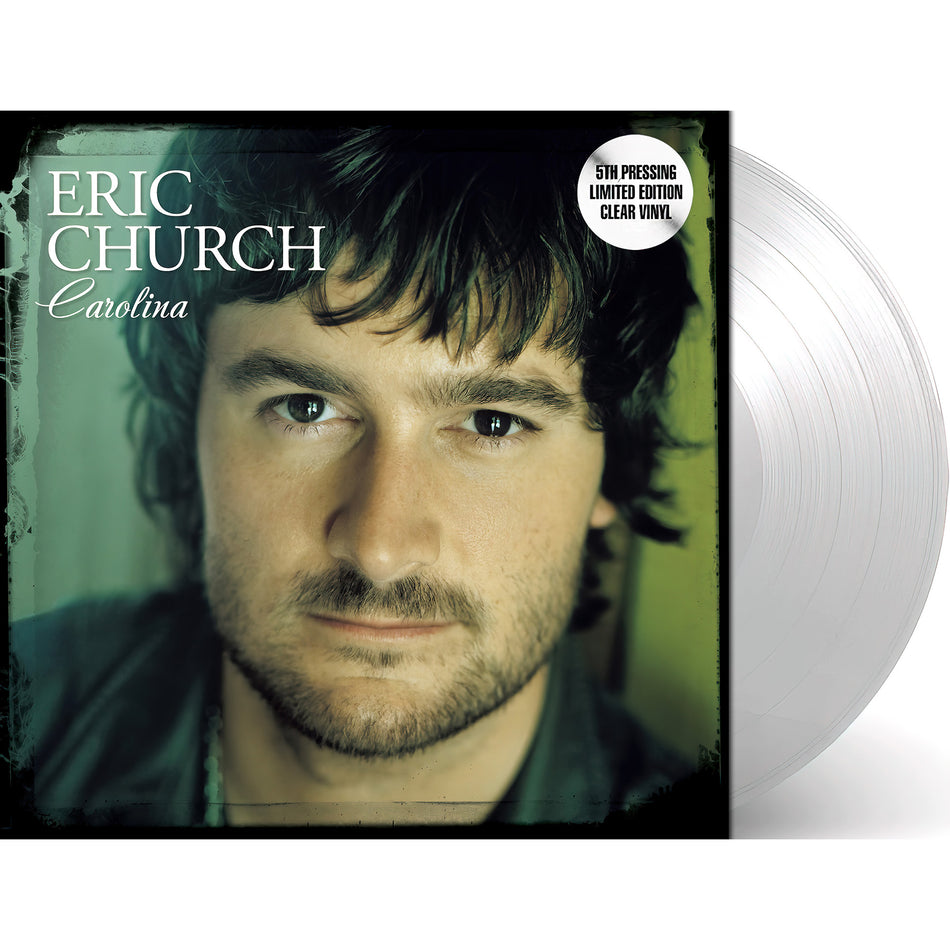 Packshot of Eric Church – Carolina [180g clear vinyl LP], limited edition pressing available at ToucanRecords.com. Clear wax country vinyl.