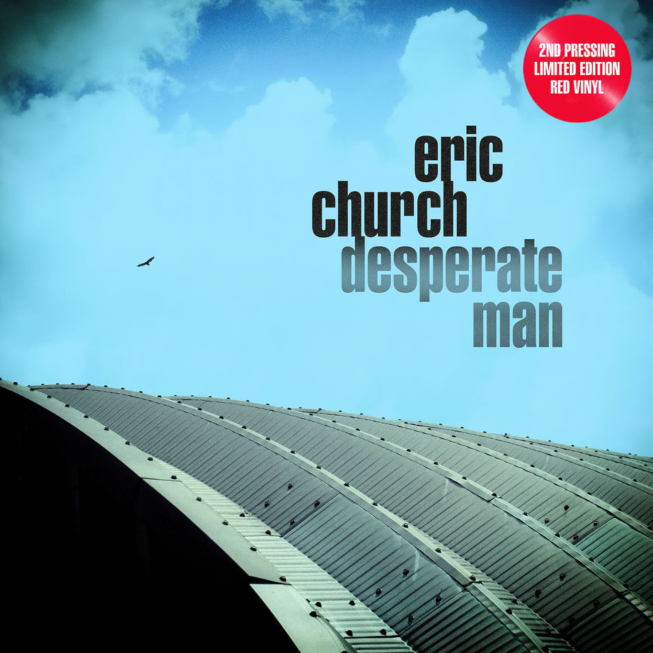 Eric Church – Desperate Man album cover on limited edition red vinyl, 2nd pressing. Available now at ToucanRecords.com