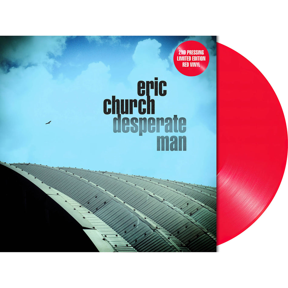 Packshot of Eric Church – Desperate Man 2nd pressing red vinyl LP with gatefold packaging, sold at ToucanRecords.com