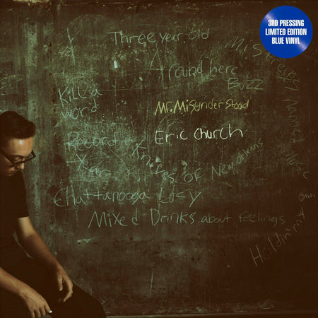 eric church, mr misunderstood, 3rd pressing, limited edition, blue vinyl, colored vinyl, album cover, album art, vinyl, cover art, cover,