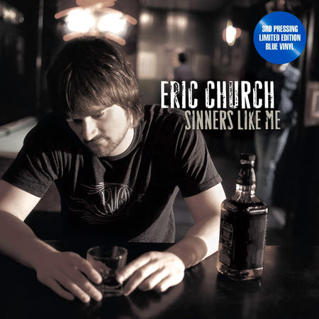 Eric Church - Sinners Like Me limited edition blue vinyl album cover. High-resolution front artwork featured on ToucanRecords.com.