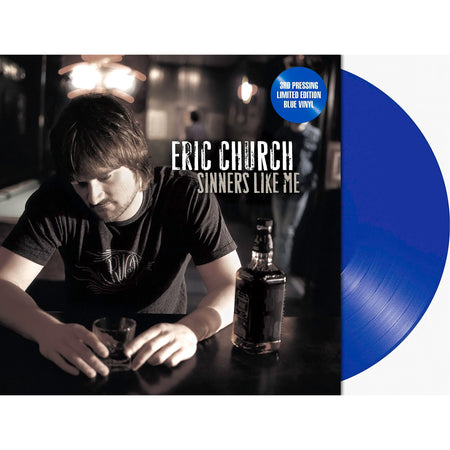 Eric Church - Sinners Like Me limited edition blue vinyl packshot with record and jacket display. Exclusive from ToucanRecords.com.