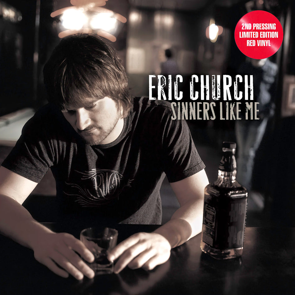Eric Church - Sinners Like Me 180g red vinyl album cover. Front artwork of limited edition LP sold at ToucanRecords.com