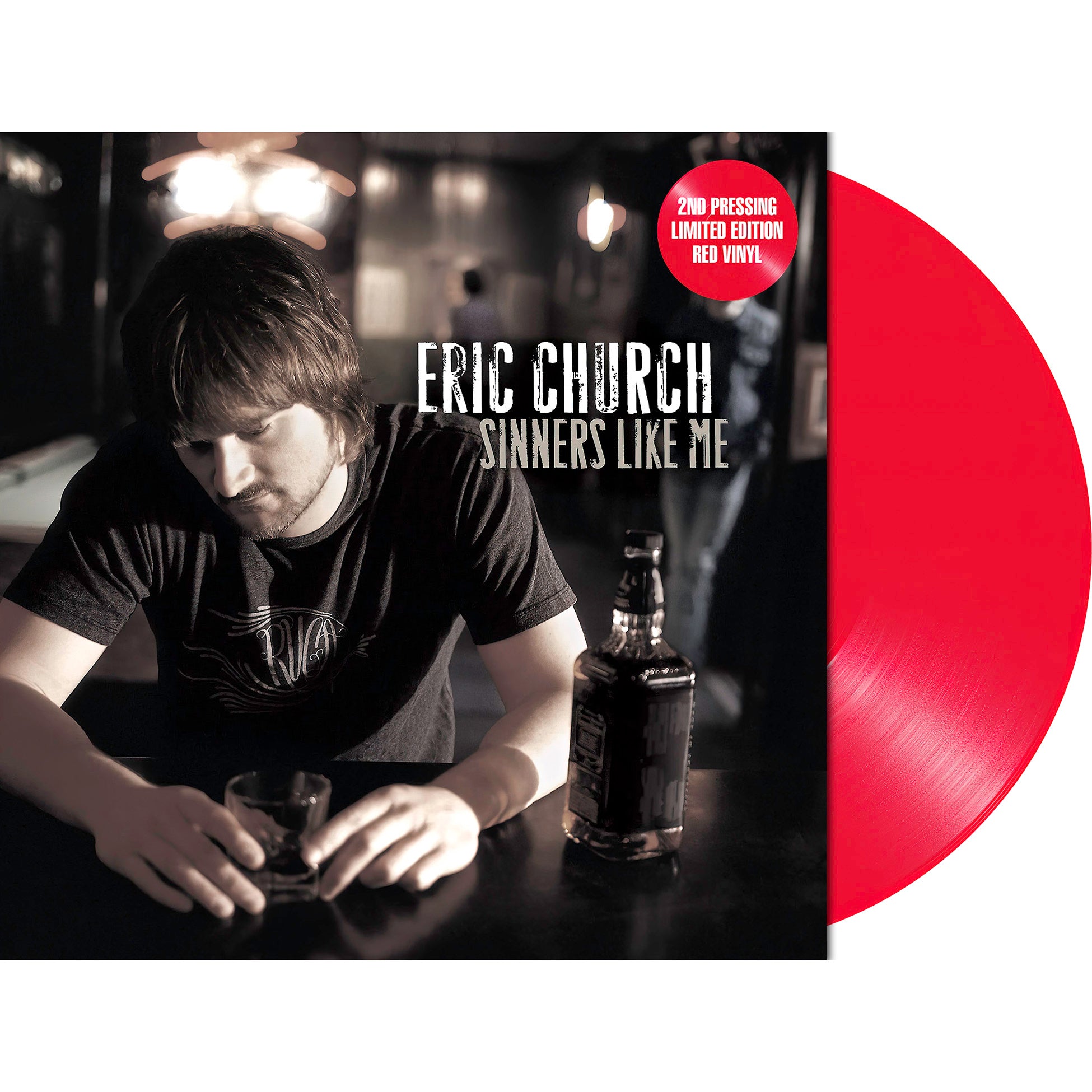 Eric Church - Sinners Like Me 180g red vinyl packshot showing full LP package with red vinyl disc and jacket sold at ToucanRecords.com