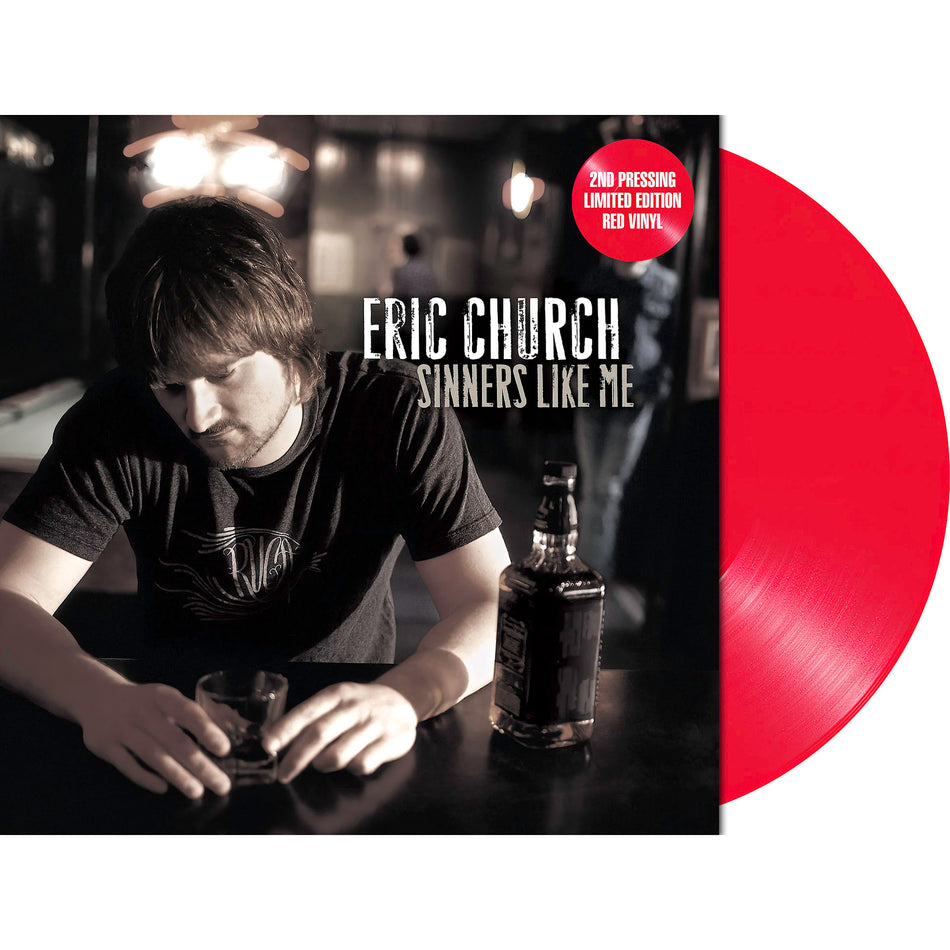 Eric Church - Sinners Like Me 180g red vinyl packshot showing full LP package with red vinyl disc and jacket sold at ToucanRecords.com