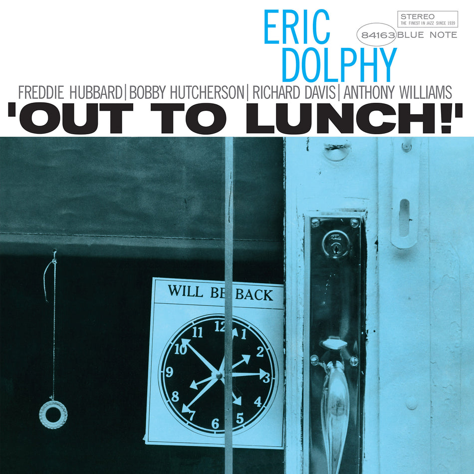Eric Dolphy Out to Lunch 1964 Blue Note Records LP cover art, audiophile reissue, avant-garde post-bop jazz