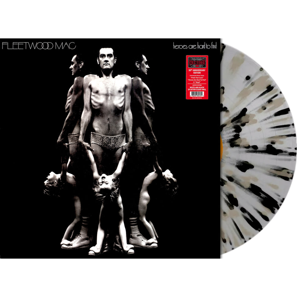 Fleetwood Mac - Heroes Are Hard To Find packshot, clear with black and bone white splatter vinyl
