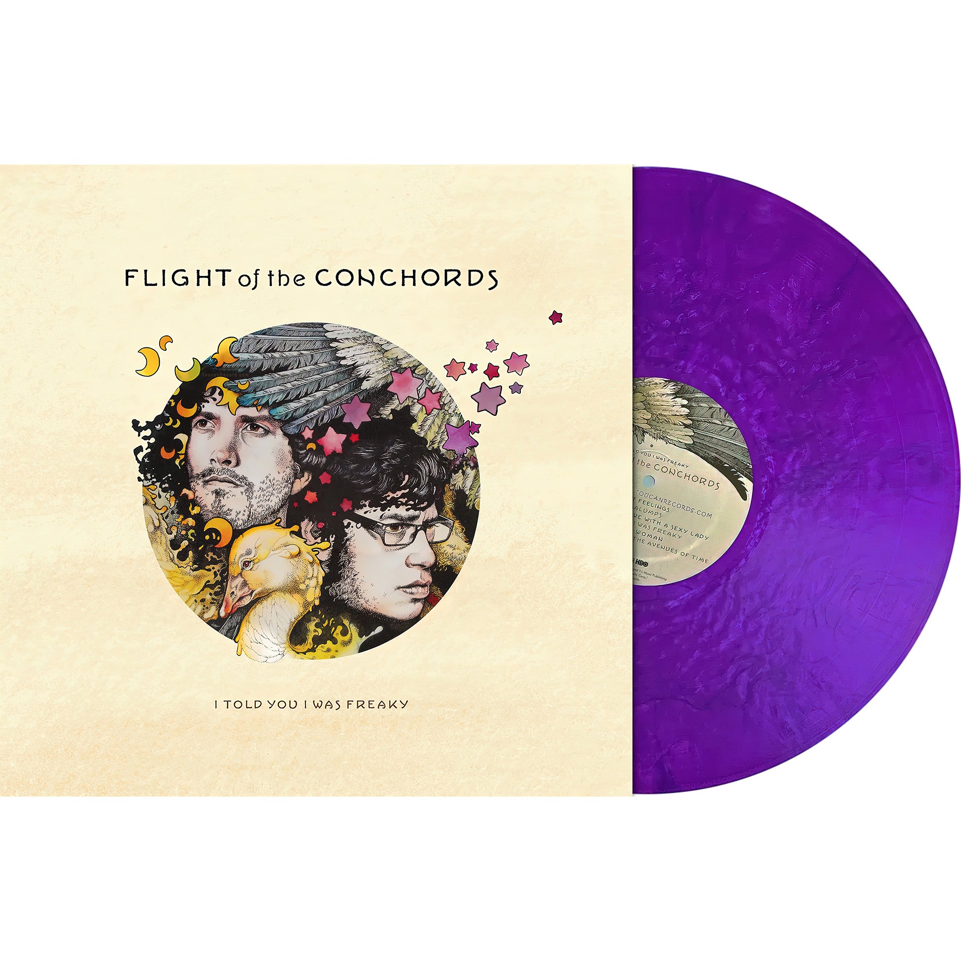 Flight of the Conchords - I Told You I Was Freaky purple LP packshot, indie exclusive limited to 2500 copies, comedy rock parody album