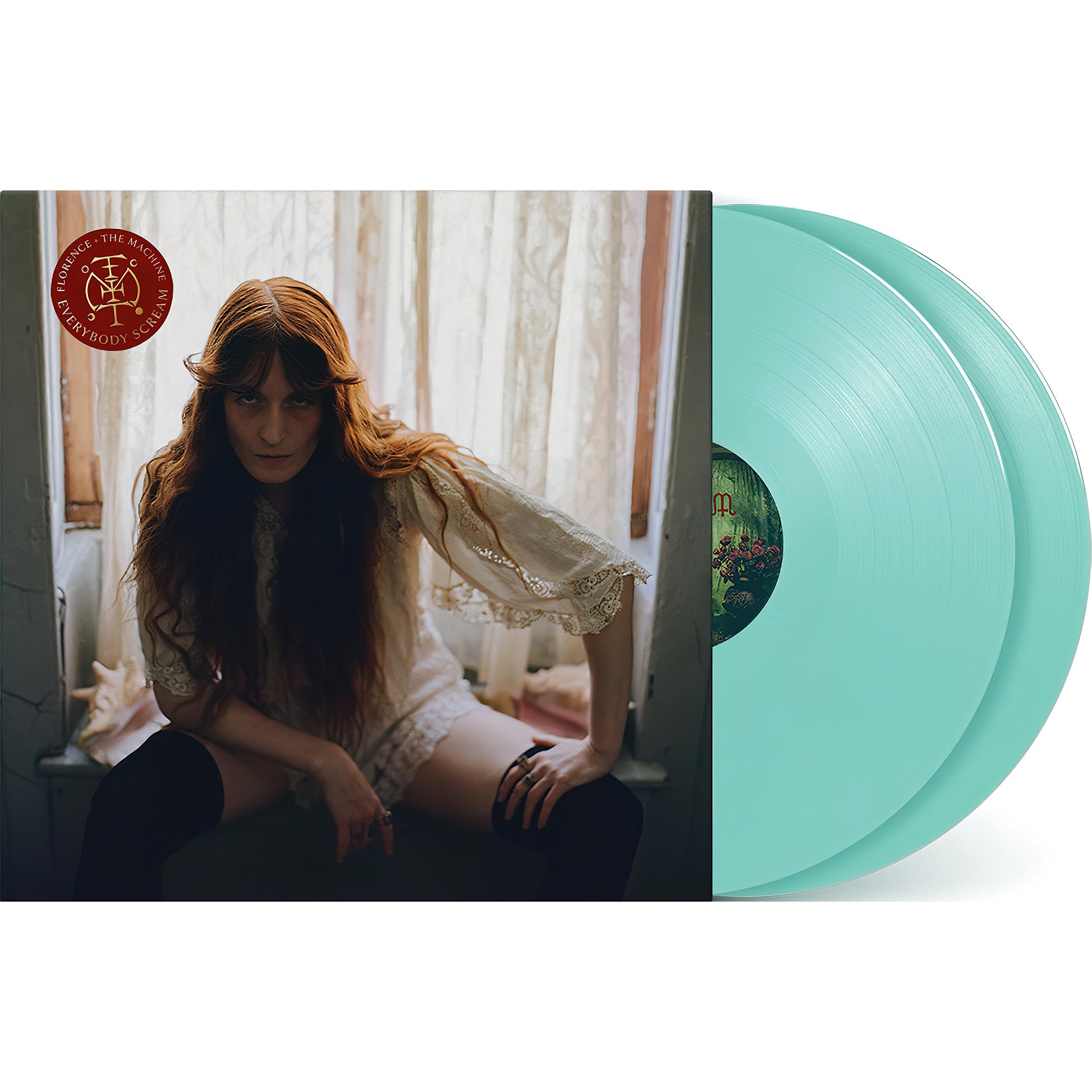 Florence + The Machine - Everybody Scream packshot, translucent turquoise vinyl indie exclusive pressing, art pop at ToucanRecords.com