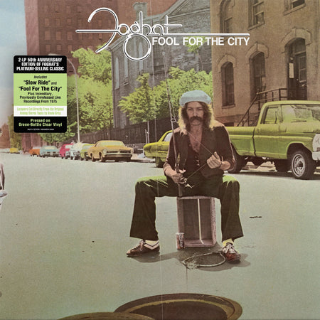 Foghat - Fool for the City album cover, bottle-green clear vinyl 2LP, 50th anniversary gatefold edition