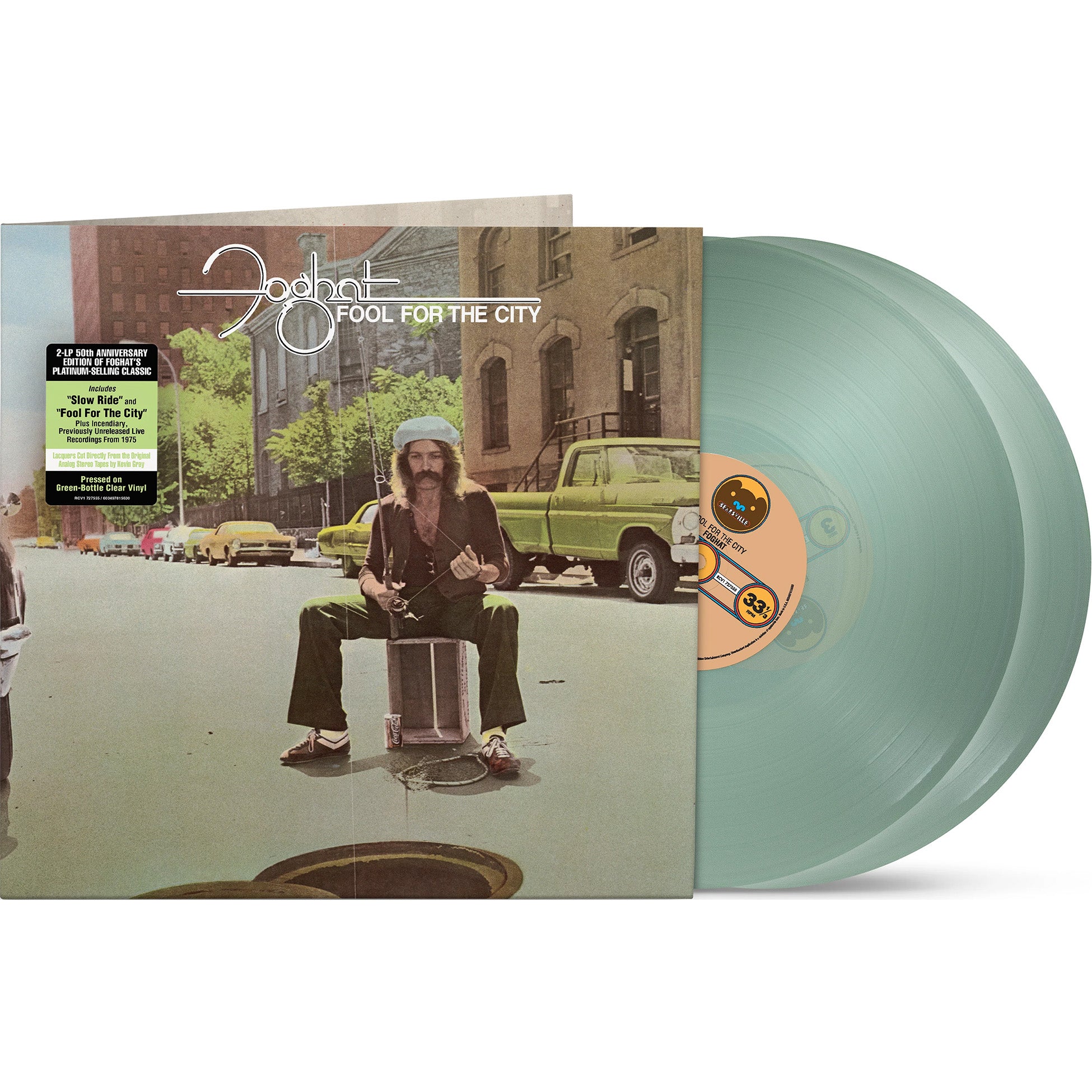Foghat - Fool for the City packshot, bottle-green clear vinyl pressing, classic 1970s blues rock