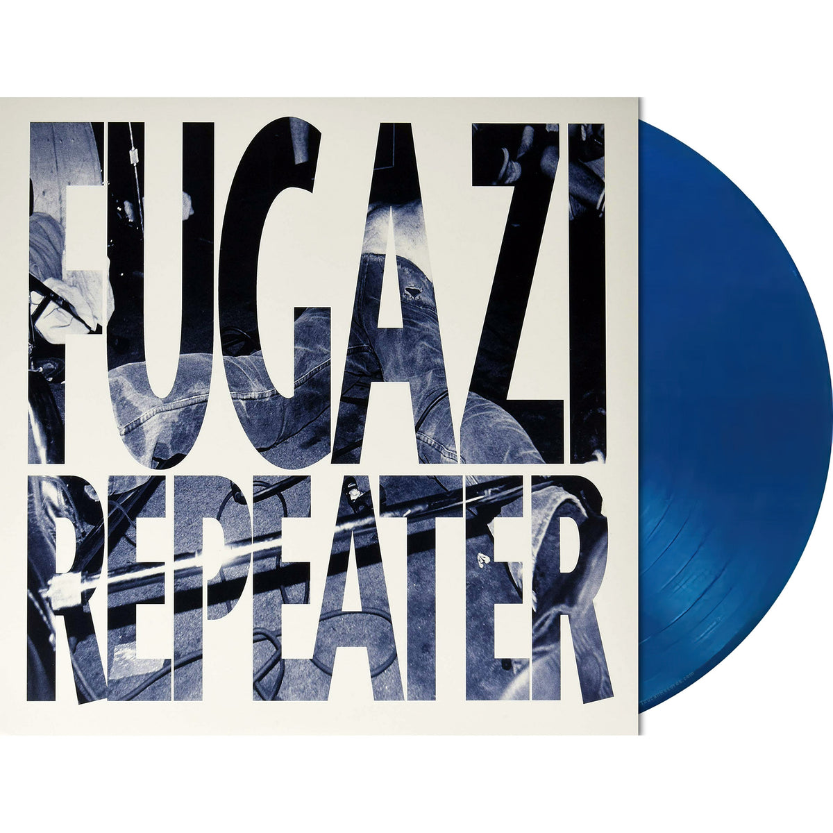 Fugazi - Repeater vinyl packshot, blue colored LP, independent punk rock / post-hardcore