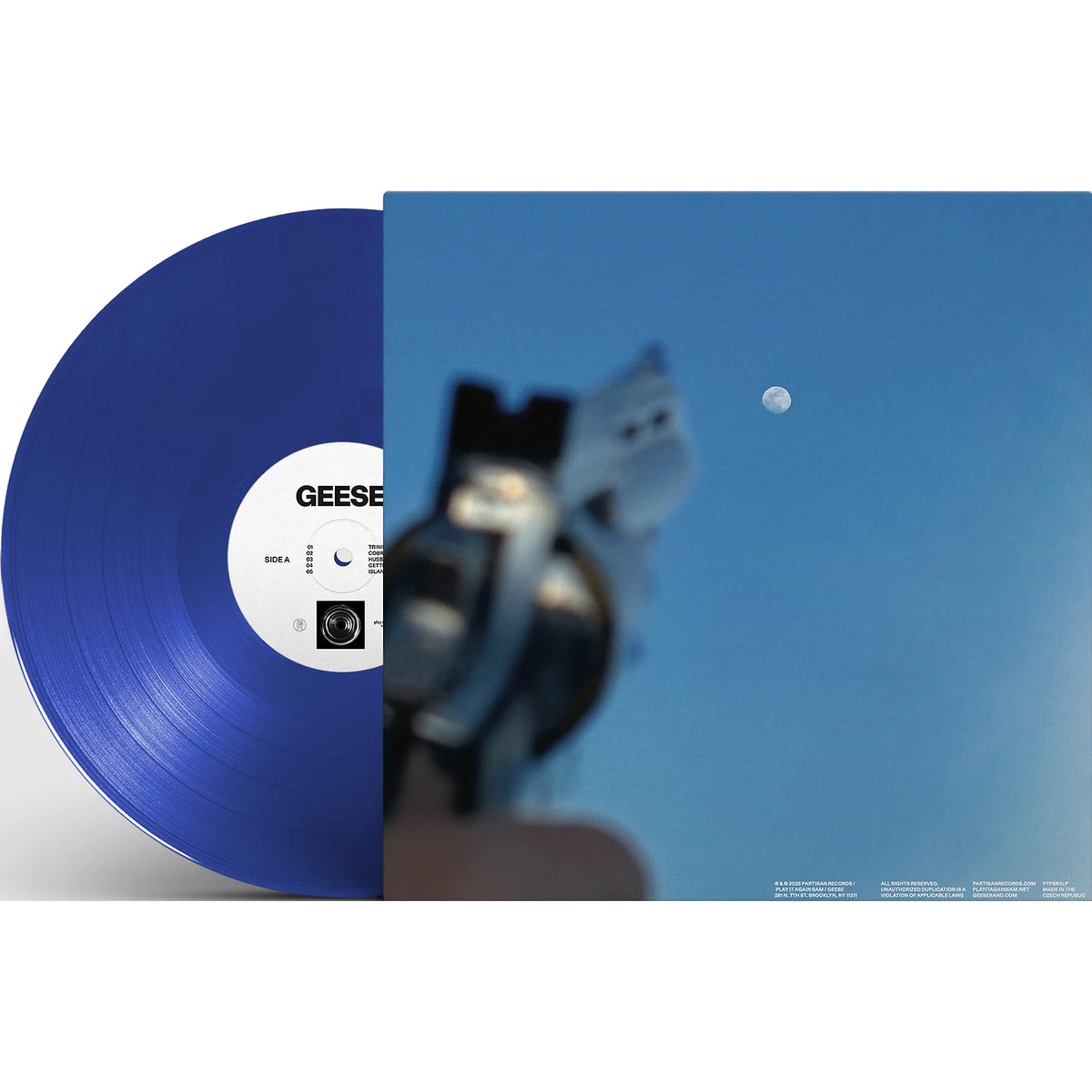 Geese - Getting Killed blue vinyl packshot back, 2025 indie rock release, rear view, shooting the moon