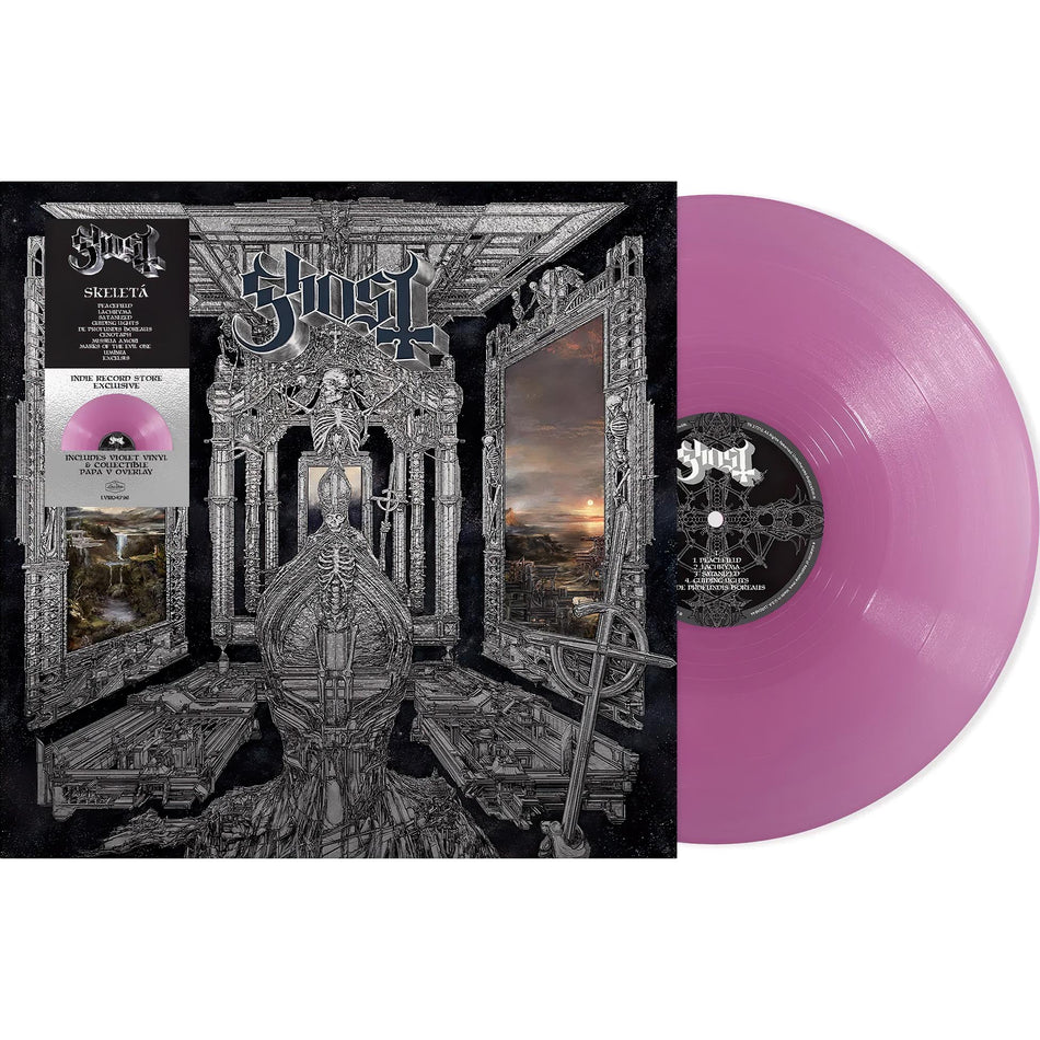 Ghost, Skeleta, packshot, Papa V, indie exclusive, limited edition, violet vinyl, colored vinyl, violet, album cover, vinyl, cover art, cover, album art,