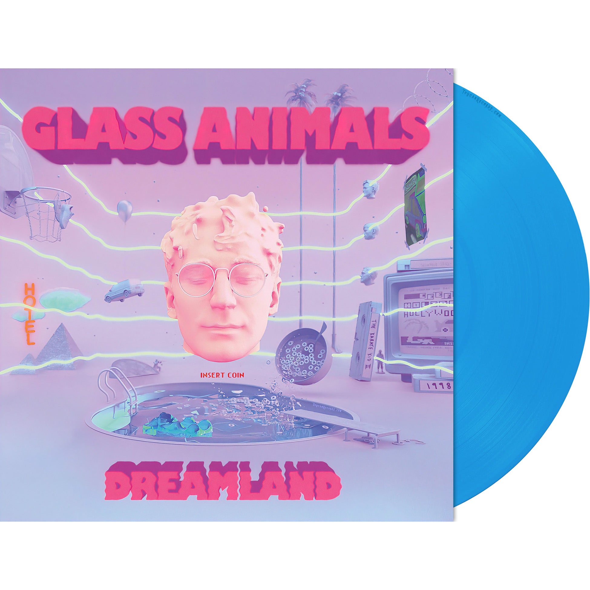 Glass Animals Dreamland sky blue vinyl LP packshot for the indie exclusive 180g limited edition blue vinyl pressing.