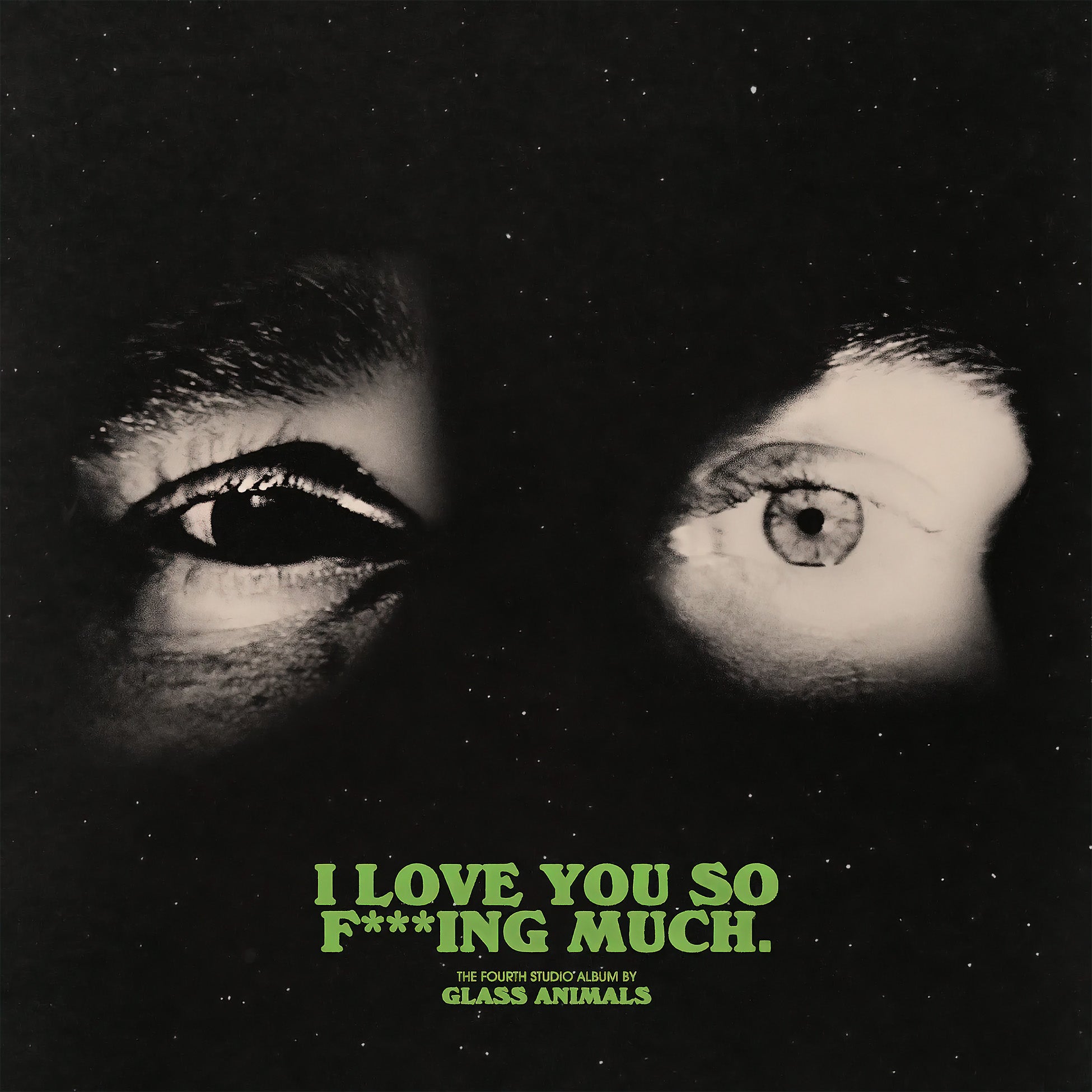 Glass Animals I Love You So F***ing Much black and white splatter vinyl LP album cover for the indie exclusive edition.