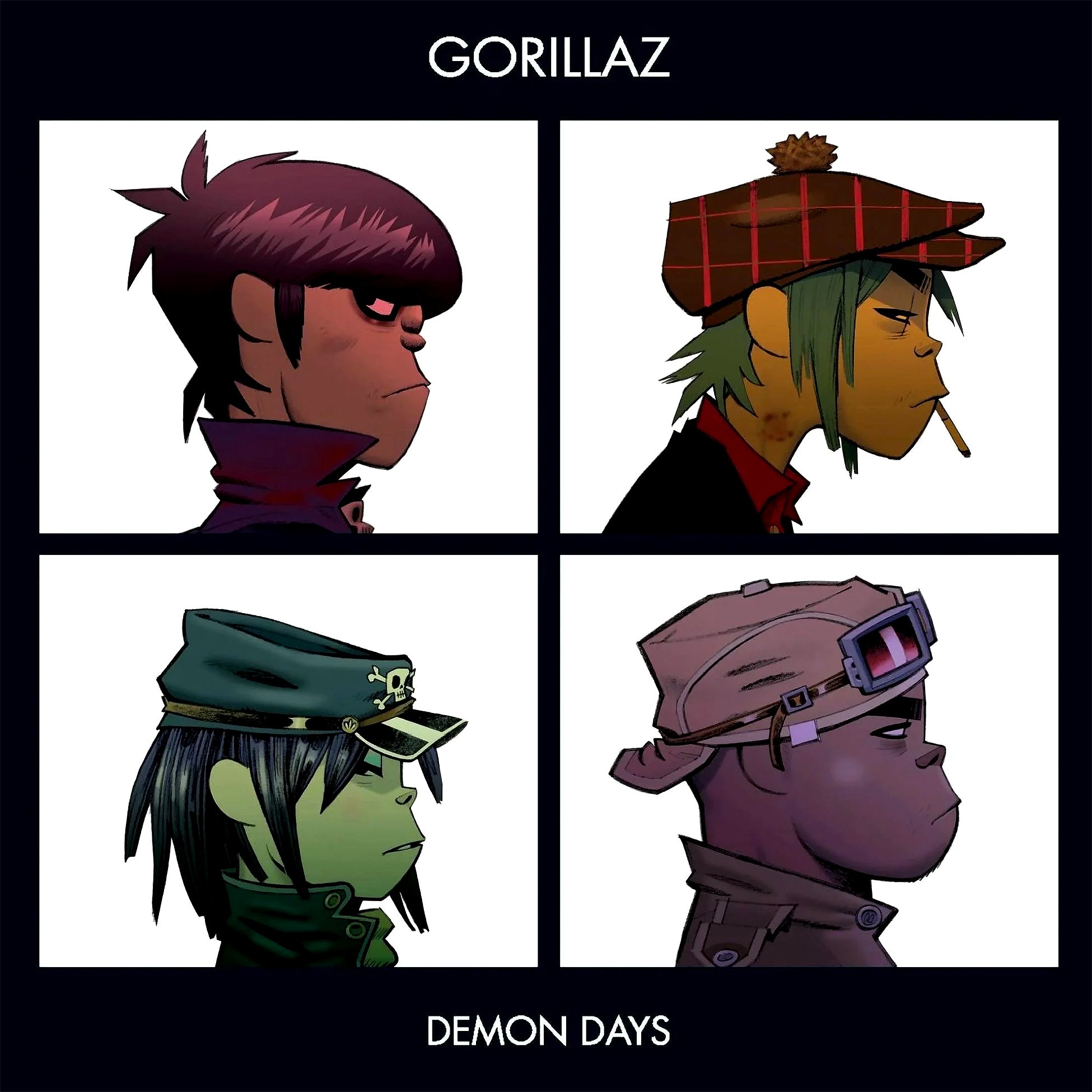 Gorillaz Demon Days album cover, 2LP black vinyl gatefold edition, Beatles Let It Be-inspired artwork at ToucanRecords.com