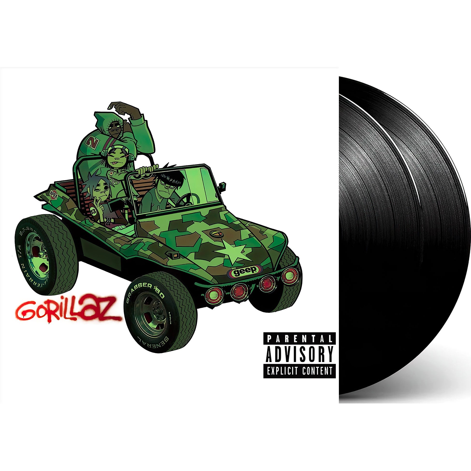 Gorillaz - self-titled packshot, 2 LP black vinyl, debut album, electronic and art pop