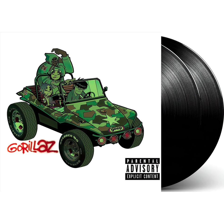 Gorillaz - self-titled packshot, 2 LP black vinyl, debut album, electronic and art pop