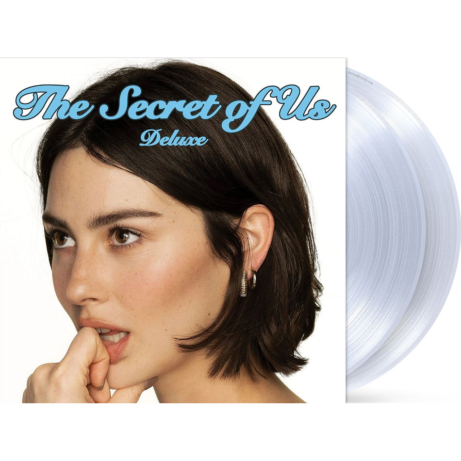 The Secret of Us Deluxe vinyl record packshot, Gracie Abrams, transparent clear 2LP, singer-songwriter indie pop