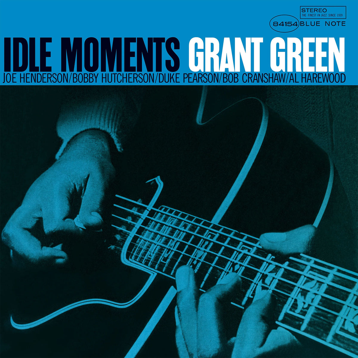 Grant Green - Idle Moments album cover art for 140g black vinyl LP in the Blue Note Essential Series at ToucanRecords.com.