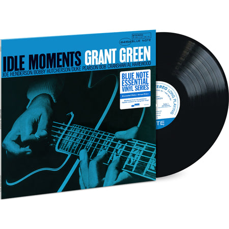 Grant Green - Idle Moments packshot of the Blue Note Essential Vinyl Series 140g black vinyl LP with four classic jazz tracks.