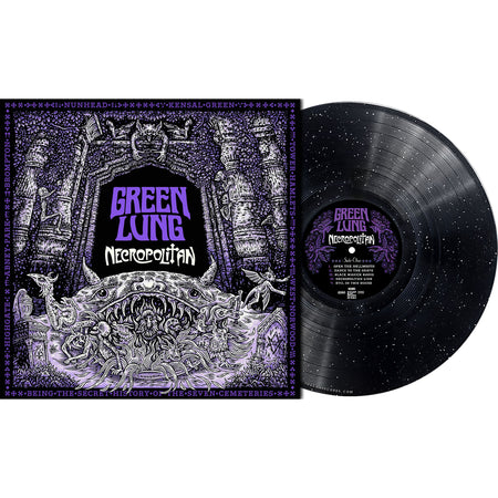 Green Lung Necropolitan packshot of Indie Exclusive Midnight Sparkle/Starlight (black with glitter) vinyl LP with gatefold and booklet