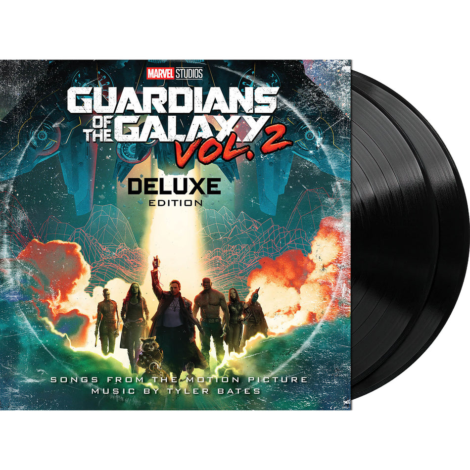 Guardians of the Galaxy Vol. 2 soundtrack packshot, deluxe vinyl pressing, film score album, AM radio hits & classic rock
