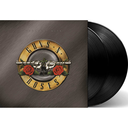 Guns N' Roses Greatest Hits album cover art for the 15-track 180g black vinyl 2LP including Shadow of Your Love