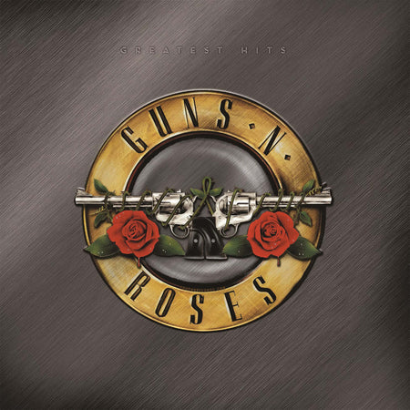 Guns N' Roses Greatest Hits album cover for the 2LP 180g black vinyl set featuring Welcome to the Jungle at ToucanRecords.com