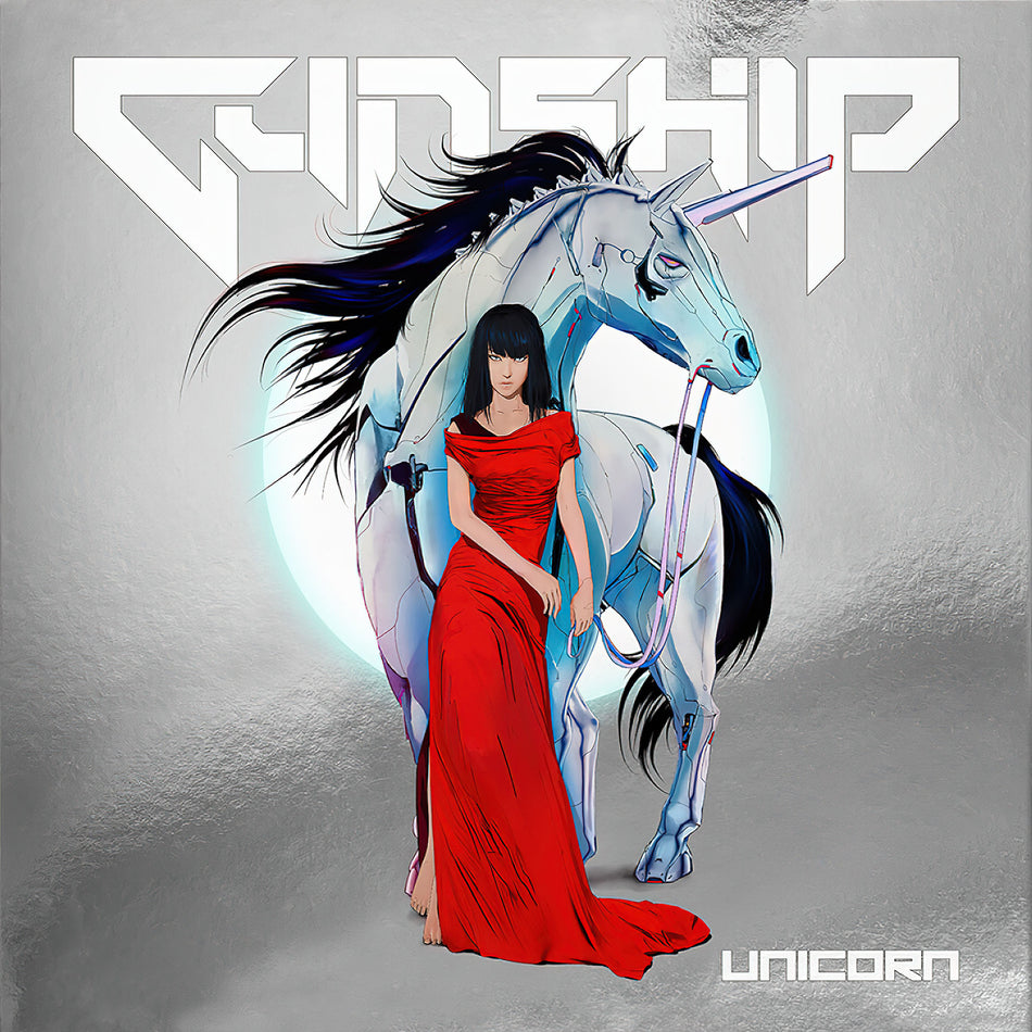 Gunship - Unicorn, album cover, 2 LP Blood and Chrome edition, indie exclusive, double gatefold jacket – featured synthwave release at ToucanRecords.com