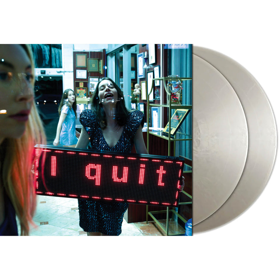 Haim – I Quit packshot, limited edition colored vinyl pressing, 140g metallic silver discs, gatefold packaging — in stock at ToucanRecords.com

