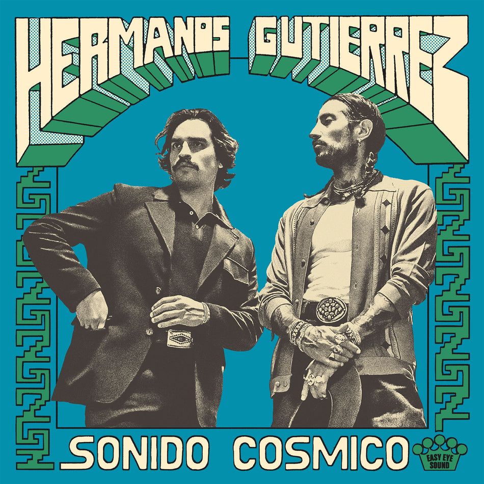 Hermanos Gutierrez - Sonido Cosmico album cover, black vinyl edition, 2023 ambient instrumental guitar music from the Gutierrez brothers.