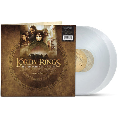 The Lord of the Rings The Fellowship of the Ring vinyl packshot, clear double LP gatefold edition, Academy Award-winning soundtrack