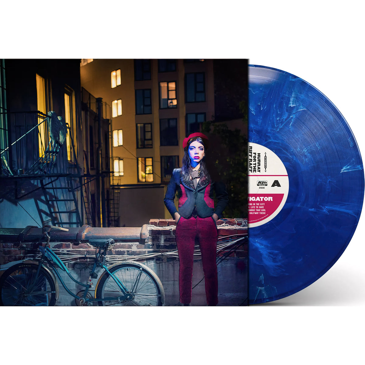Hurray For The Riff Raff – The Navigator packshot, frosted blue vinyl pressing, 2017 album reissue — in stock at ToucanRecords.com