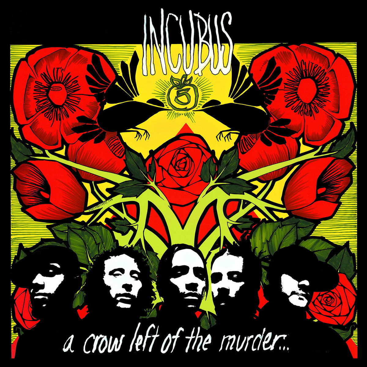 Incubus A Crow Left Of The Murder album cover art for a 2LP vinyl record featuring "Megalomaniac" and "Agoraphobia."